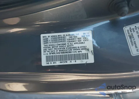 2011 Honda Odyssey Ex-L из США, поврежденный, VIN 5FNRL5H61BB096360